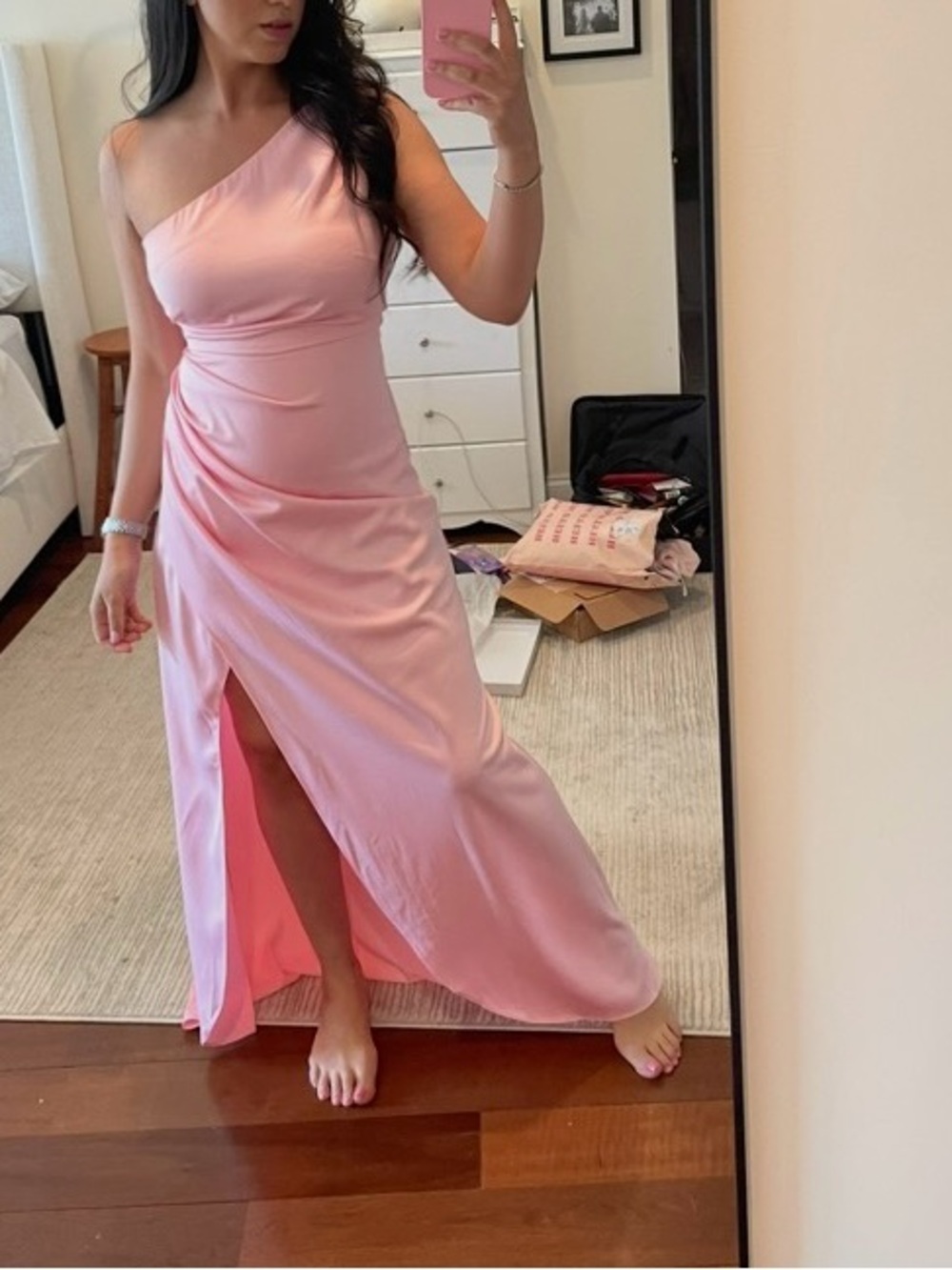 Elliatt One-Shoulder Blush Pink Gown